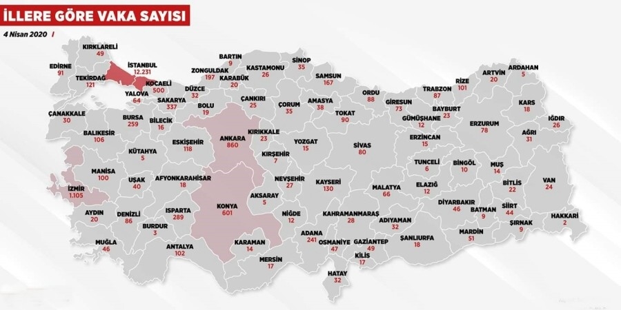 İllere Göre Korona Virüsü Vaka Sayısı; Aksaray 5'e Yükseldi
