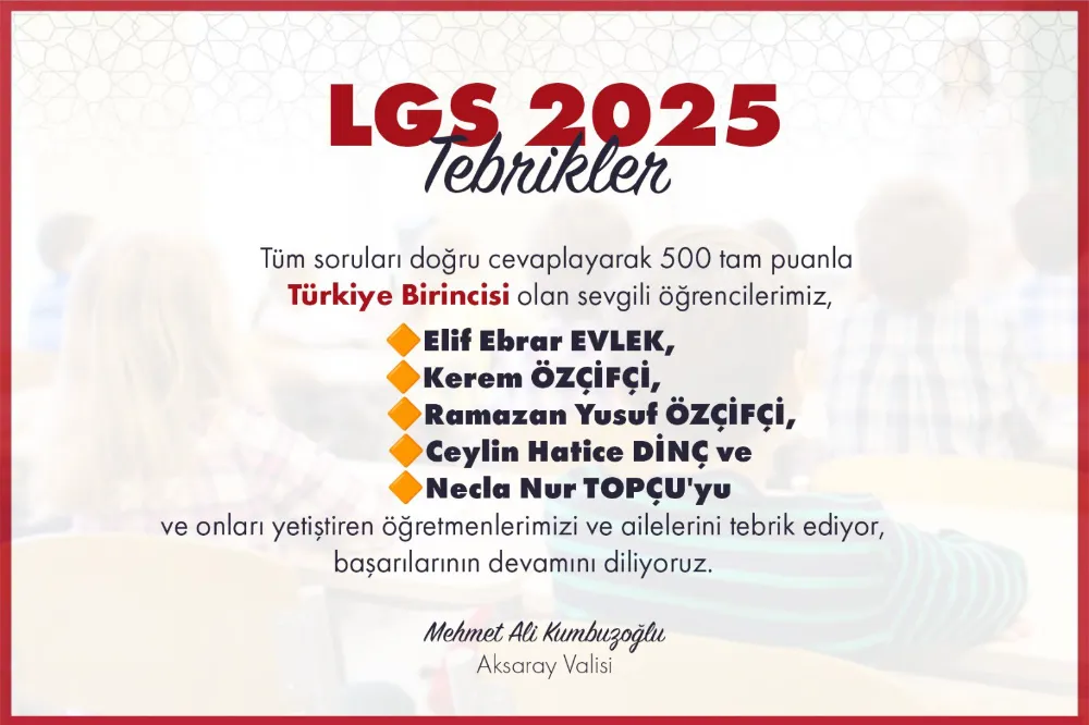 Aksaraylı öğrencilerden lgs'de büyük başarı: 5 türkiye birincisi